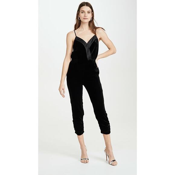 PARKER PRESTON VELOUR CROPED JUMPSUIT BLACK P9K5920VEV NWT Sz:4 $298.00 - Picture 1 of 7